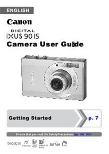 Canon Digital Ixus 90 IS manual. Camera Instructions.